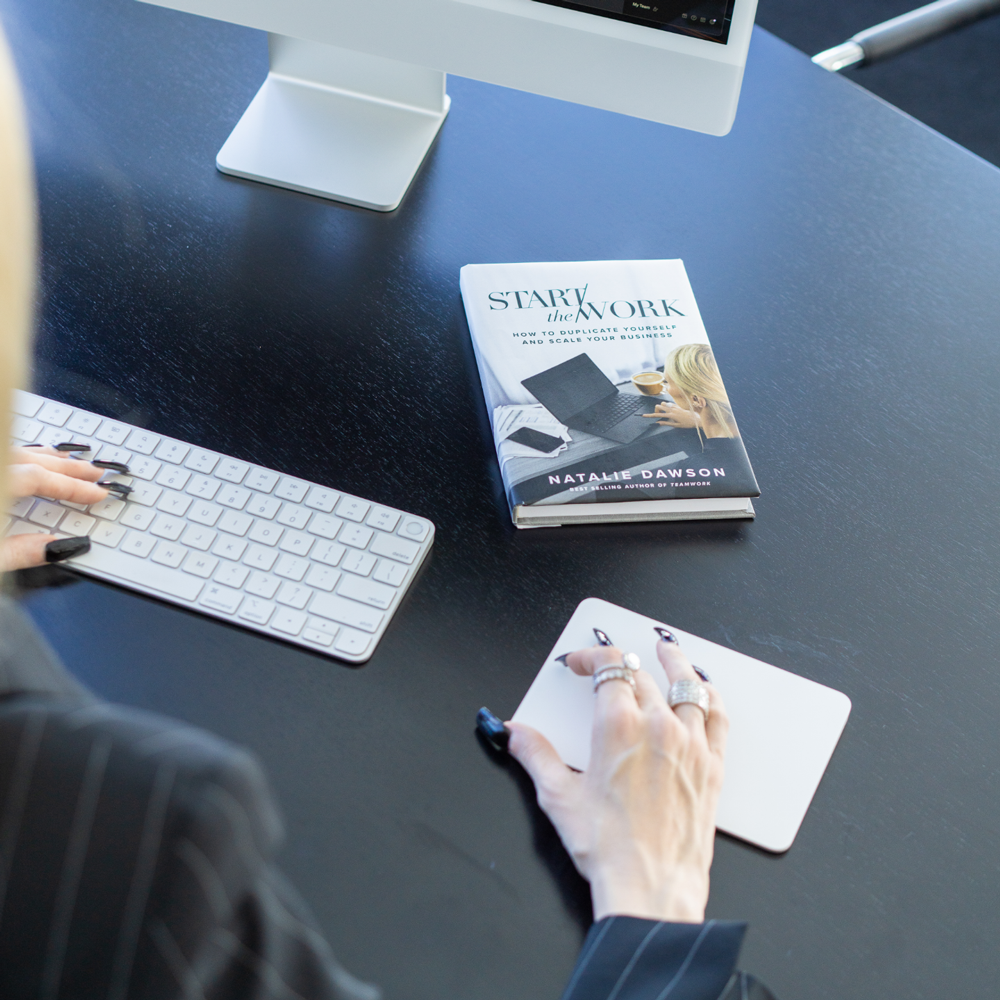 Desk with Natalie Dawson book