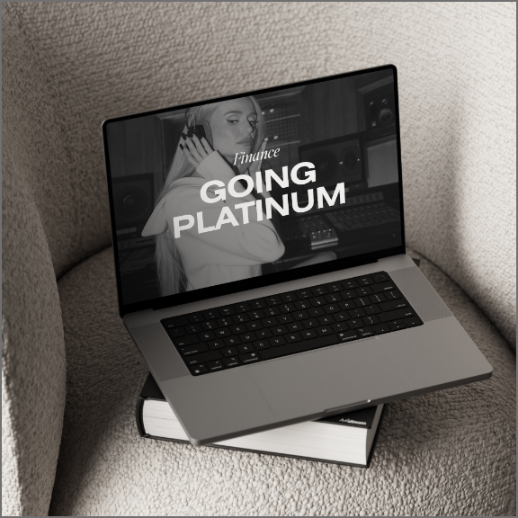 Laptop with "Going Platinum" on it