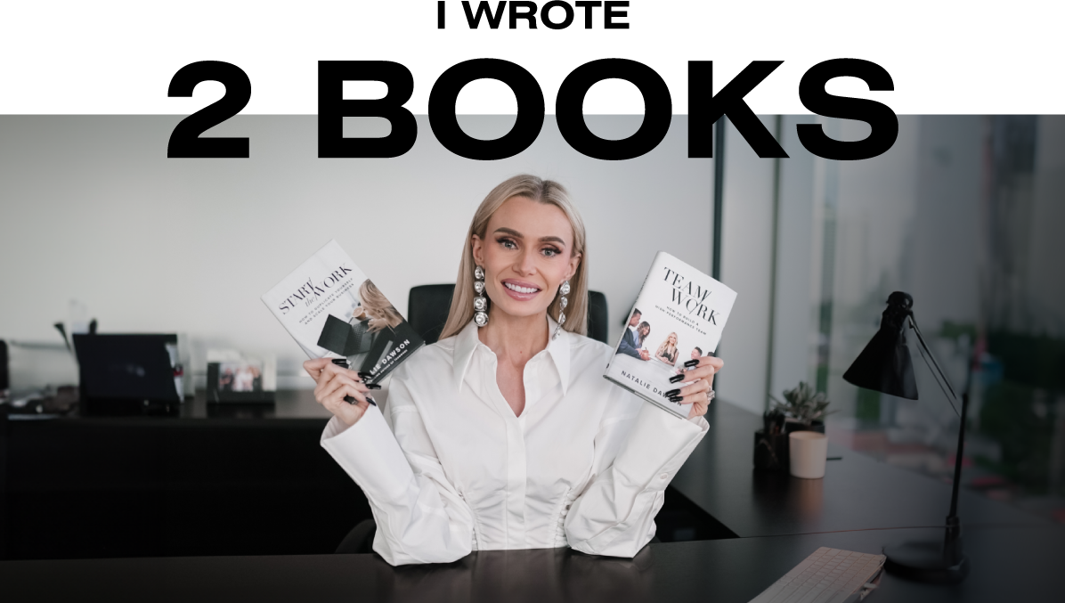 Natalie Dawson holding both of her books